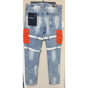 PREME Jeans Men's 36x33 Distressed Cargo Pockets Chains Straps Buckles NEW